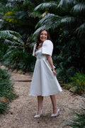 'Love' Midi Filipiniana Dress, Duchess Satin (Ivory White)