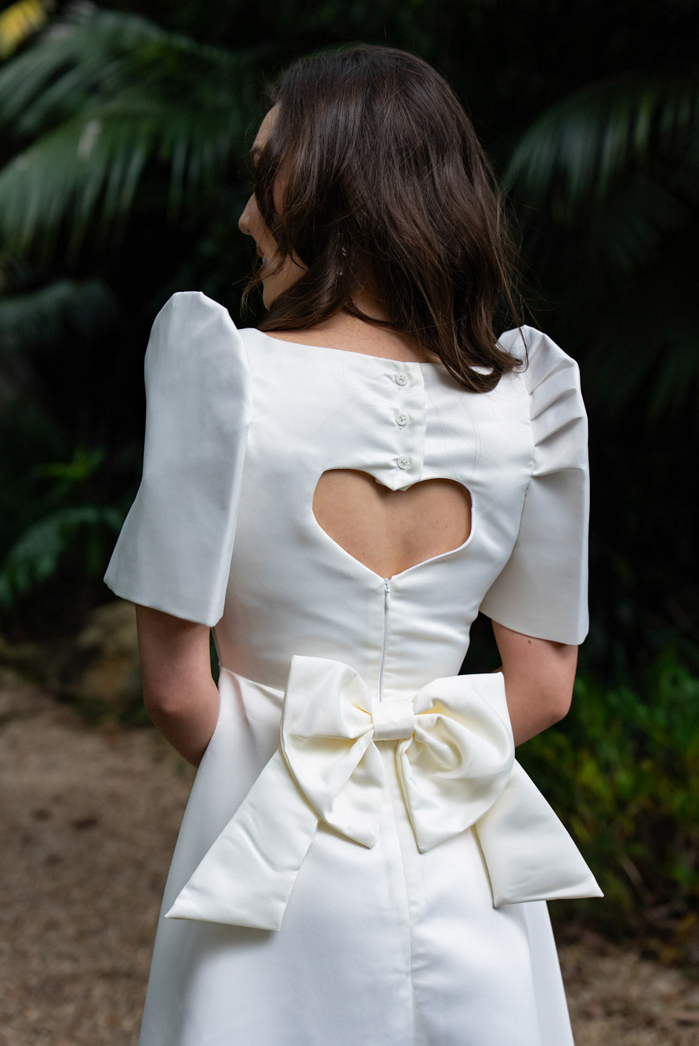 'Love' Midi Filipiniana Dress, Duchess Satin (Ivory White)