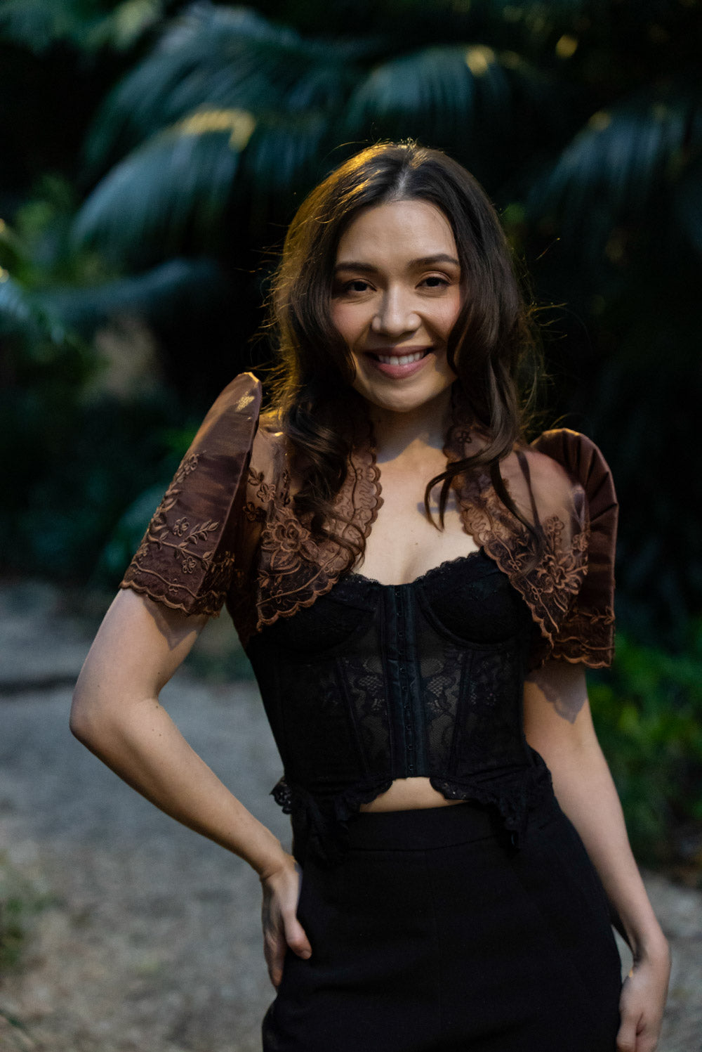 'Luisa' Bolero Filipiniana Sleeves (Cocoa Brown)