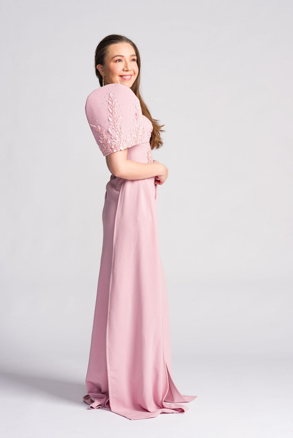 'Eliana' Modern Filipiniana Gown (Blush Pink)