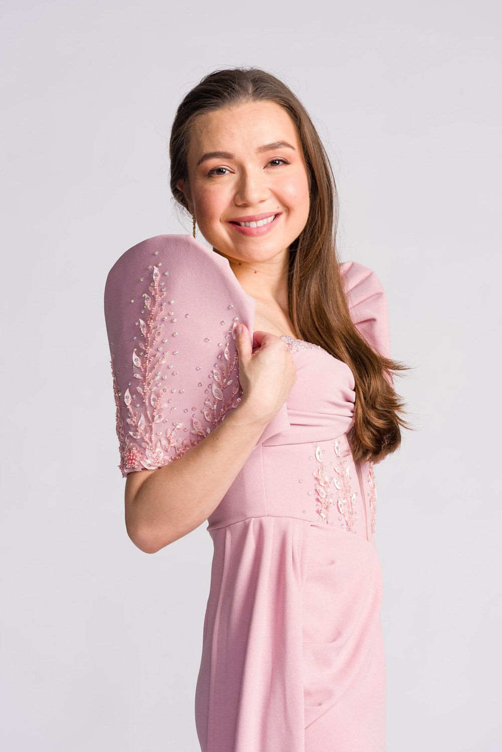 'Eliana' Modern Filipiniana Gown (Blush Pink)