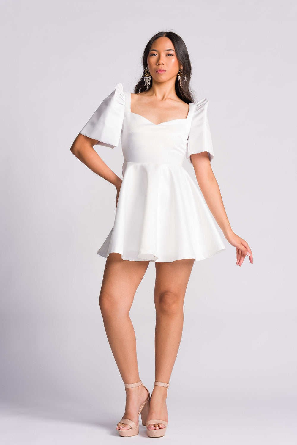 [PRE-ORDER] 'Love' Mini Filipiniana Dress, Duchess Satin (Ivory White)