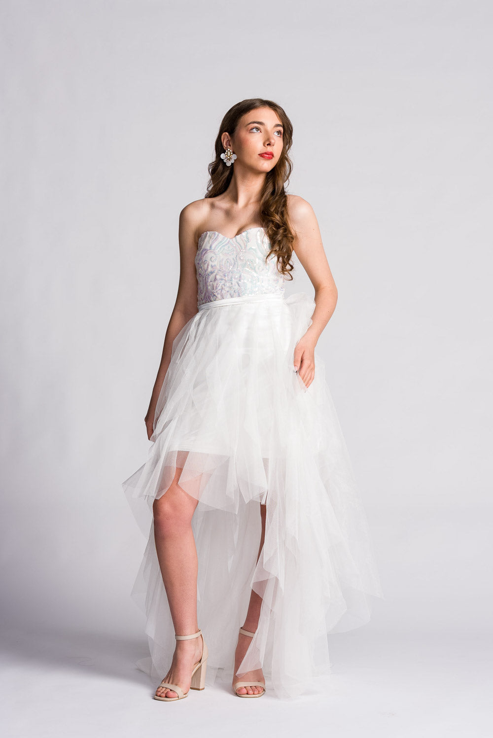 'Belle' Sequin & Tulle Formal & Bridal Dress (Snow White)