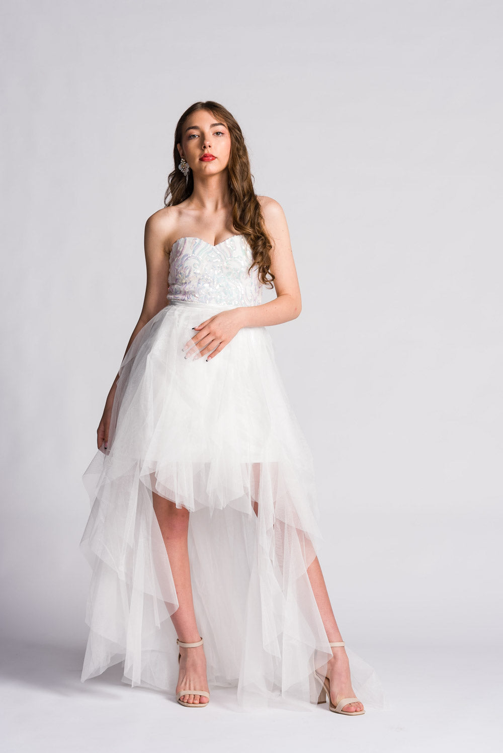 'Belle' Sequin & Tulle Formal & Bridal Dress (Snow White)