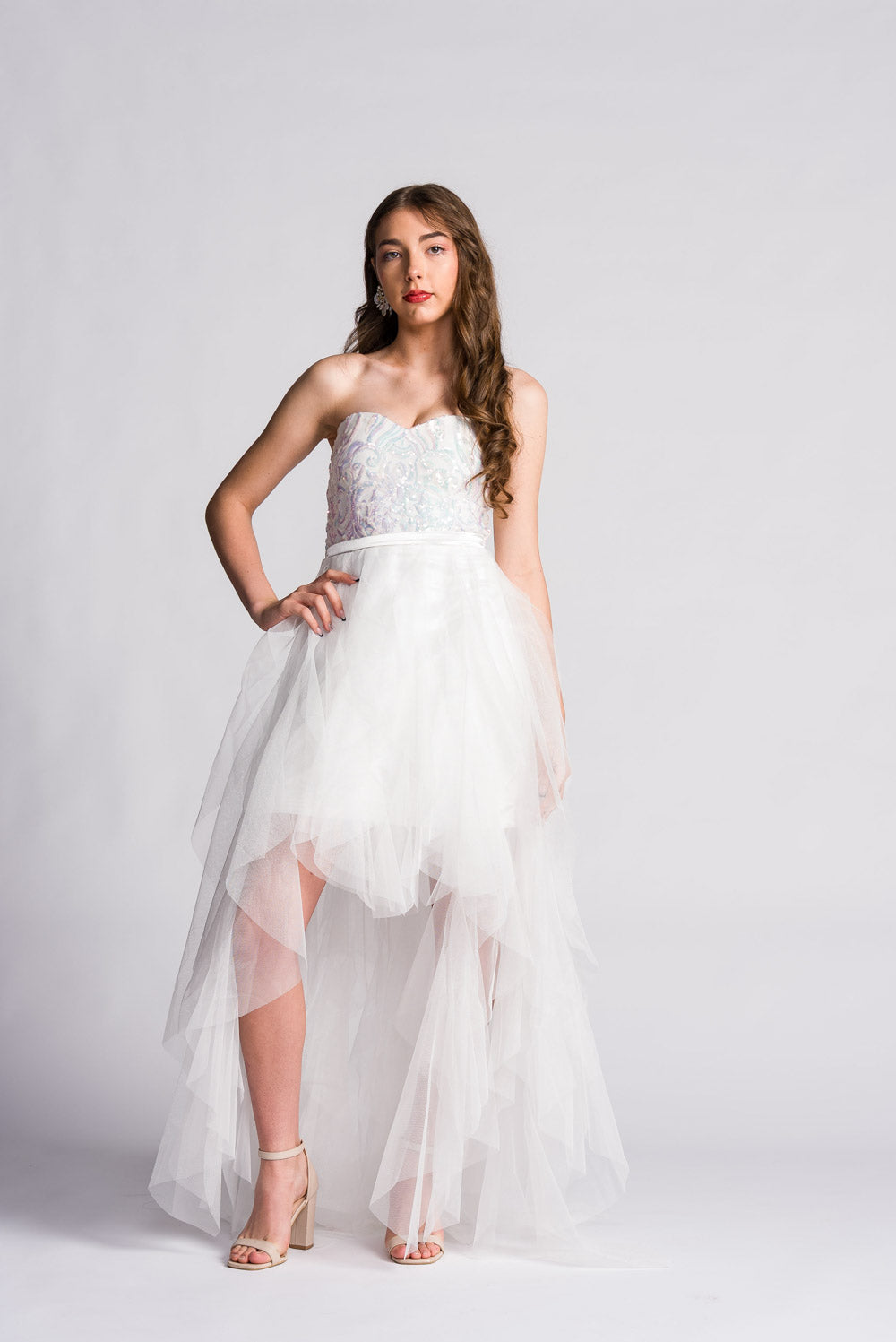 'Belle' Sequin & Tulle Formal & Bridal Dress (Snow White)