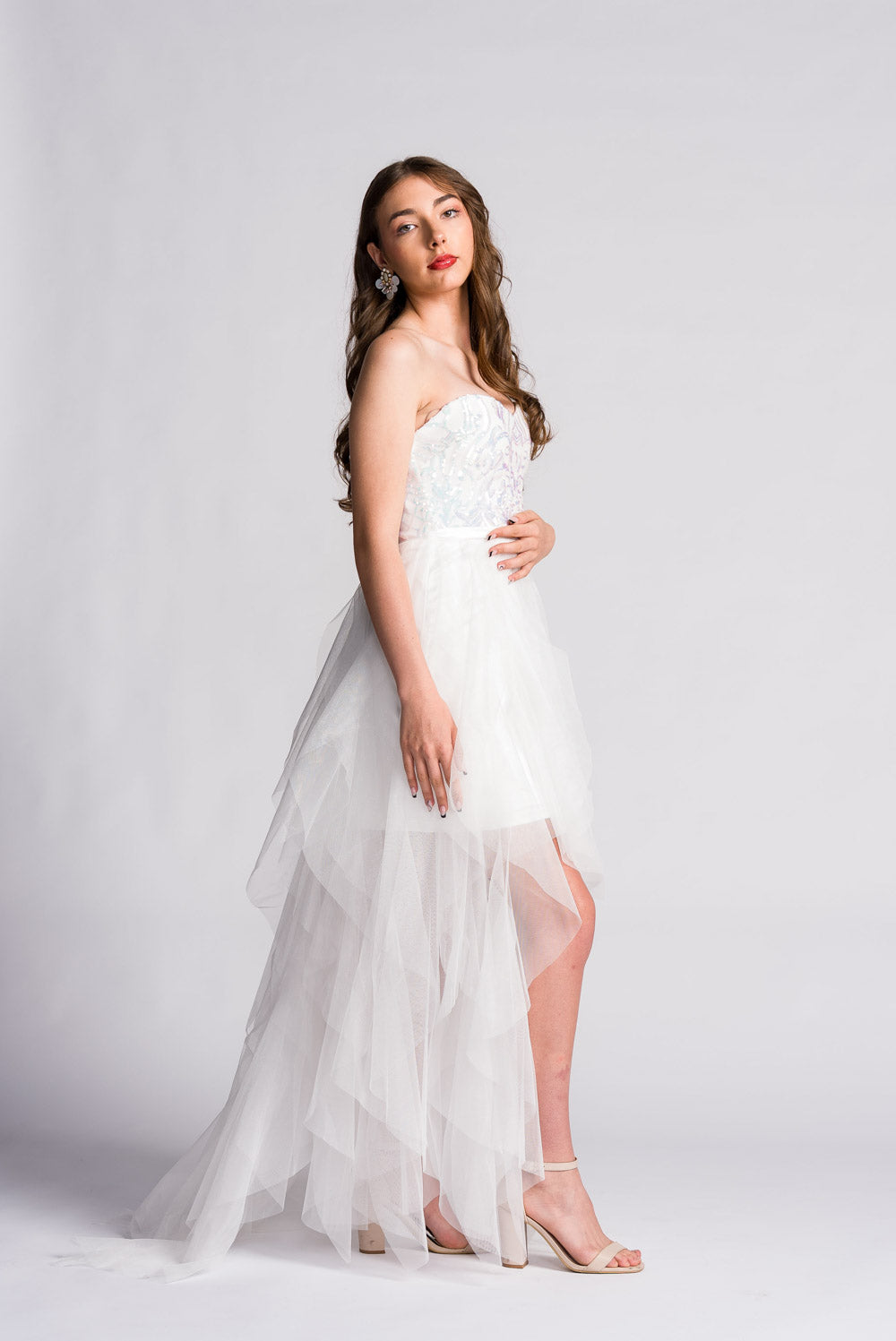 'Belle' Sequin & Tulle Formal & Bridal Dress (Snow White)