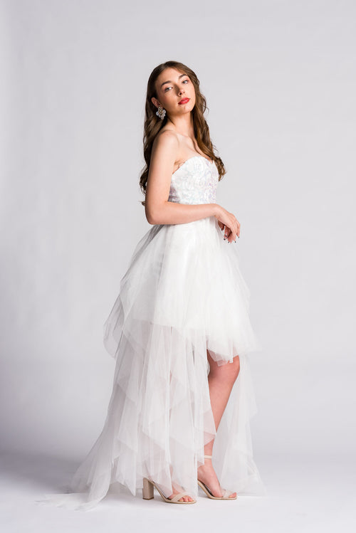 'Belle' Sequin & Tulle Formal & Bridal Dress (Snow White)
