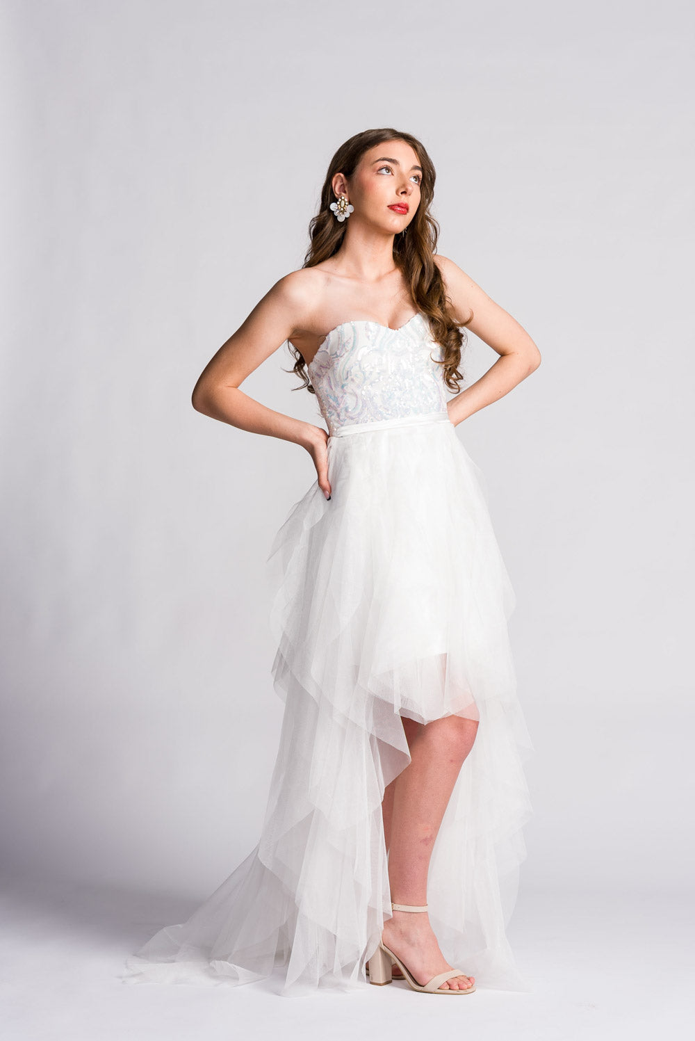 'Belle' Sequin & Tulle Formal & Bridal Dress (Snow White)