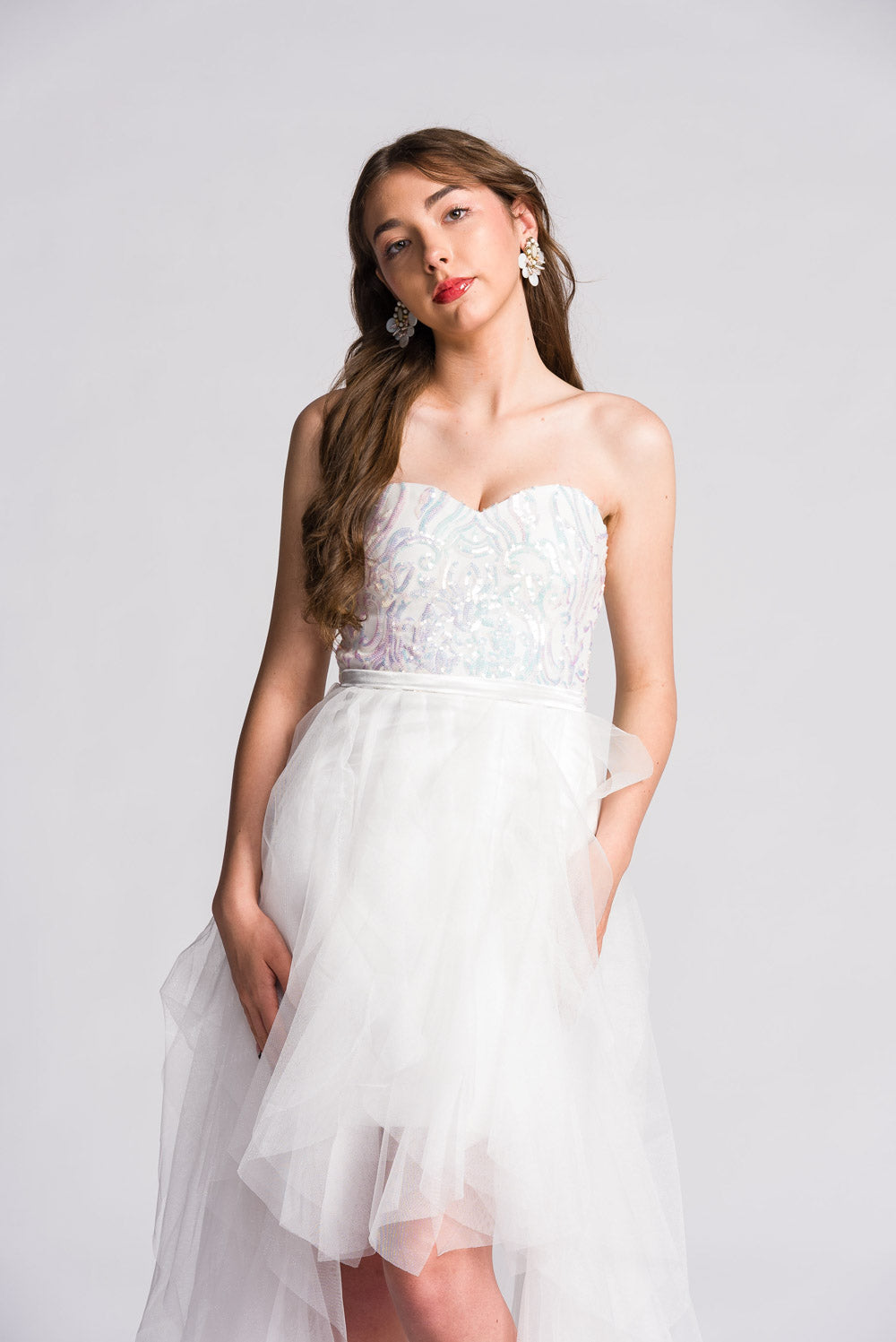 'Belle' Sequin & Tulle Formal & Bridal Dress (Snow White)