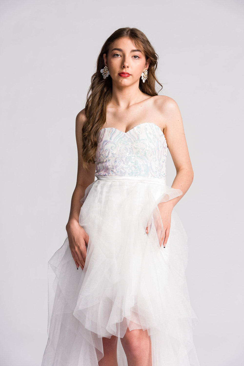 'Belle' Sequin & Tulle Formal & Bridal Dress (Snow White)
