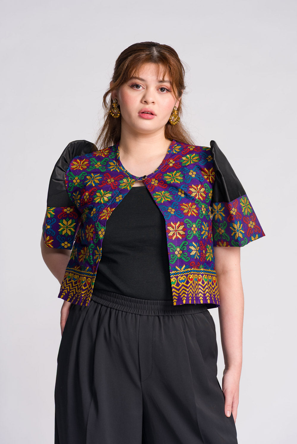 'Tala' Mindanao Geometric Print Filipiniana Bolero