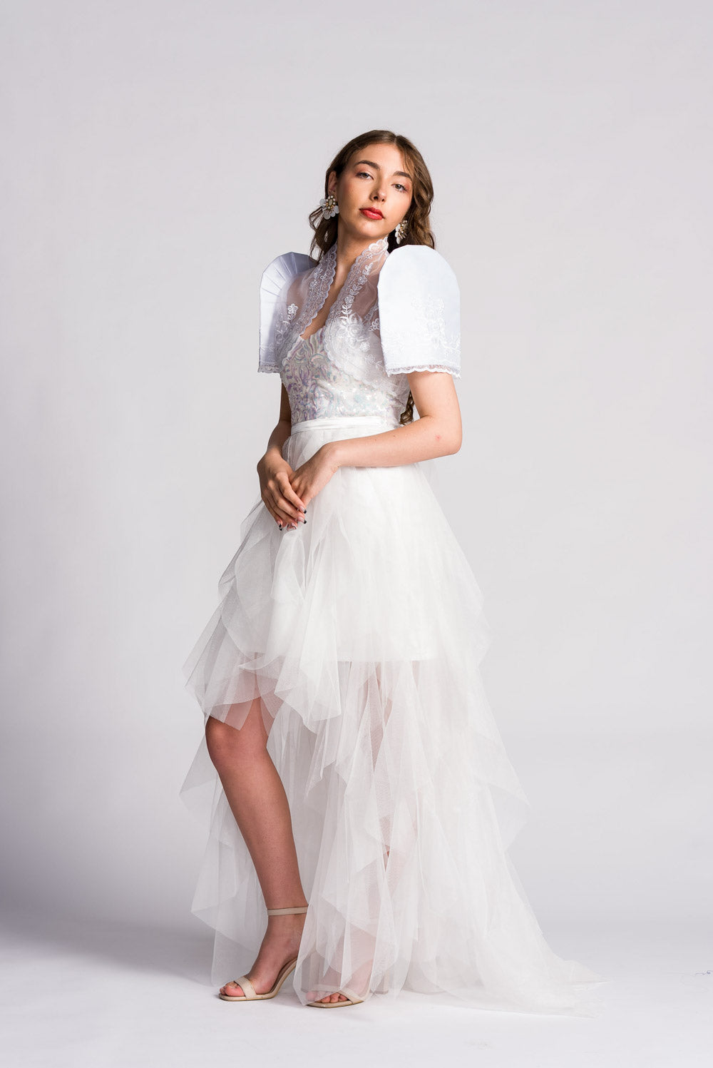 'Luisa' Bolero Filipiniana Sleeves (Snow White)