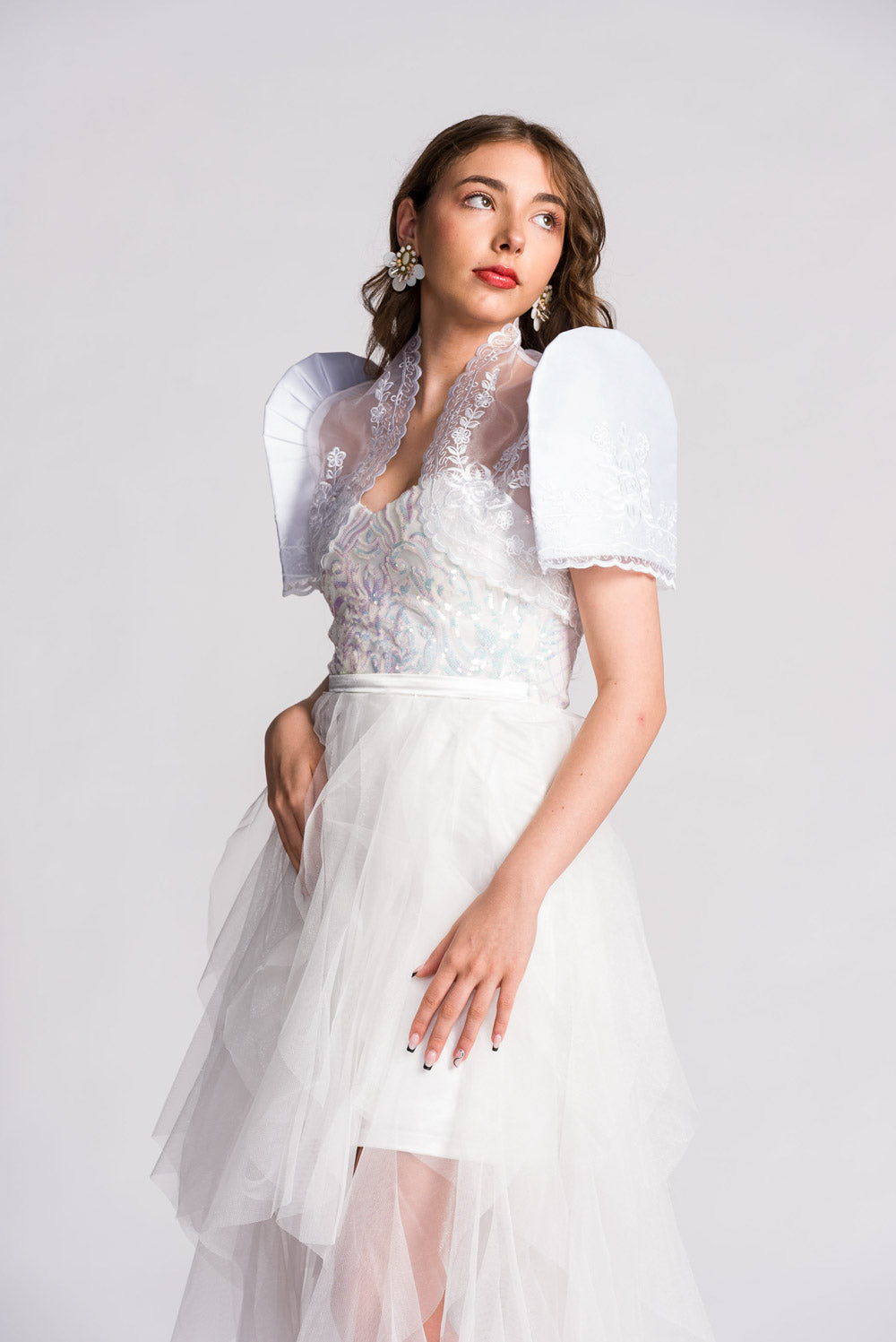 'Luisa' Bolero Filipiniana Sleeves (Snow White)