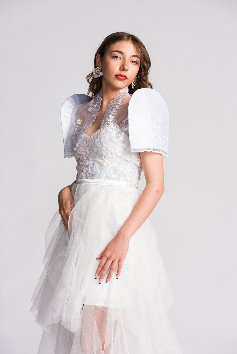 'Luisa' Bolero Filipiniana Sleeves (Snow White)