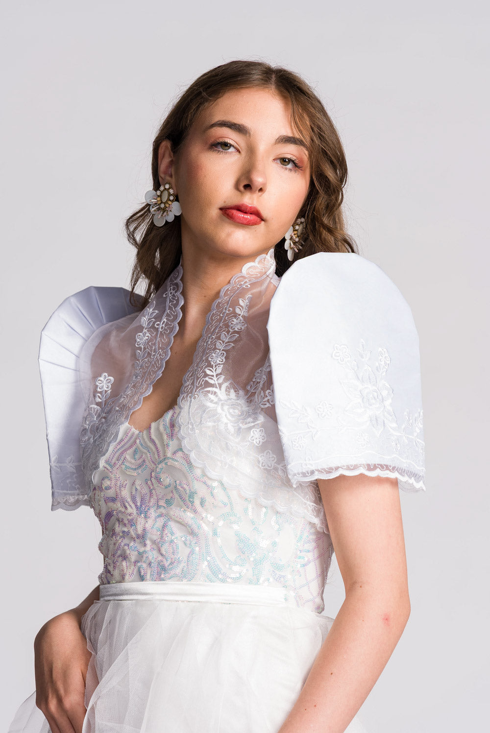 'Luisa' Bolero Filipiniana Sleeves (Snow White)