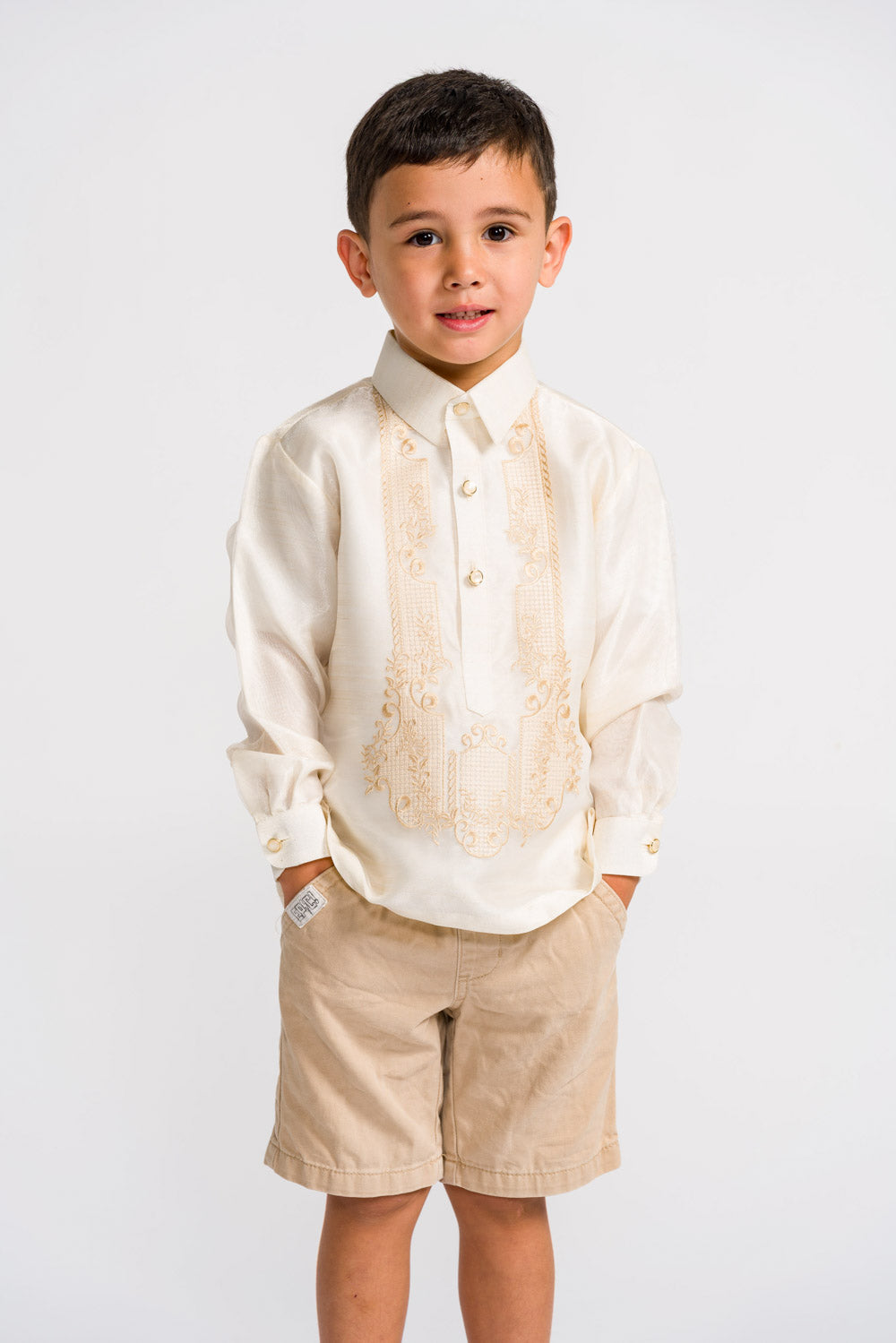 'Antonito' Children's Barong Tagalog – Cream, Organza