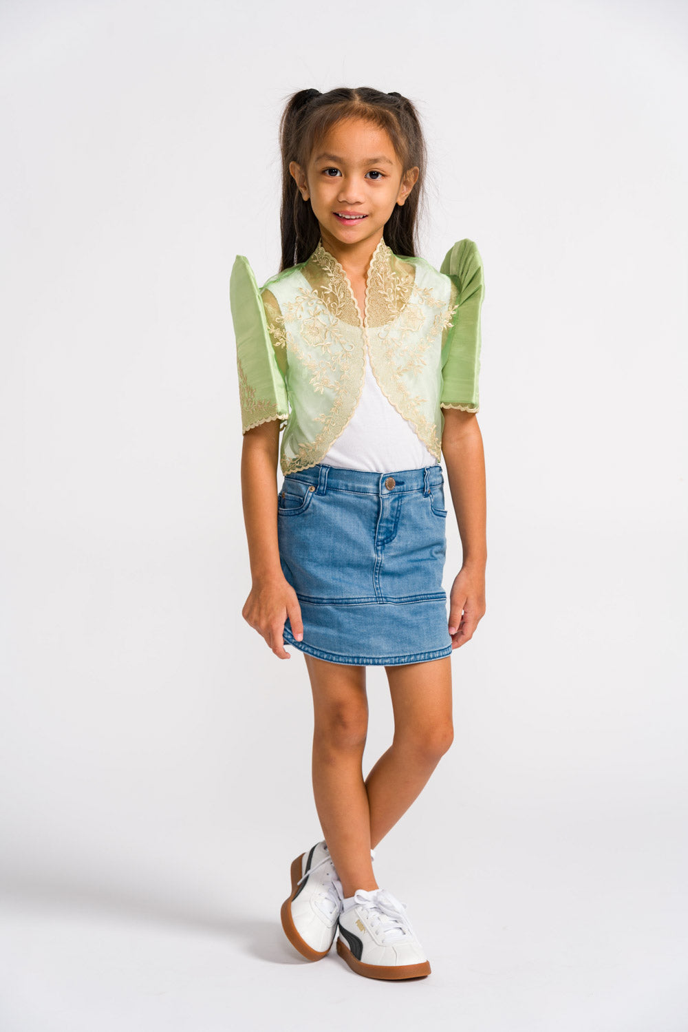 'Nenita' Children's Filipiniana Bolero (Apple Green), Organza