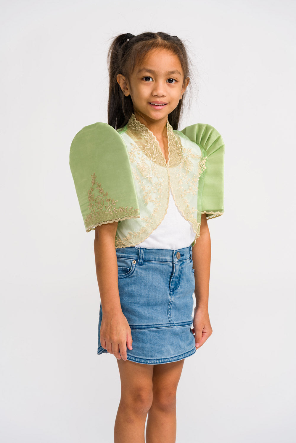'Nenita' Children's Filipiniana Bolero (Apple Green), Organza