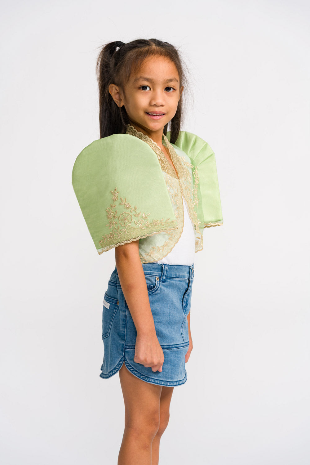 'Nenita' Children's Filipiniana Bolero (Apple Green), Organza