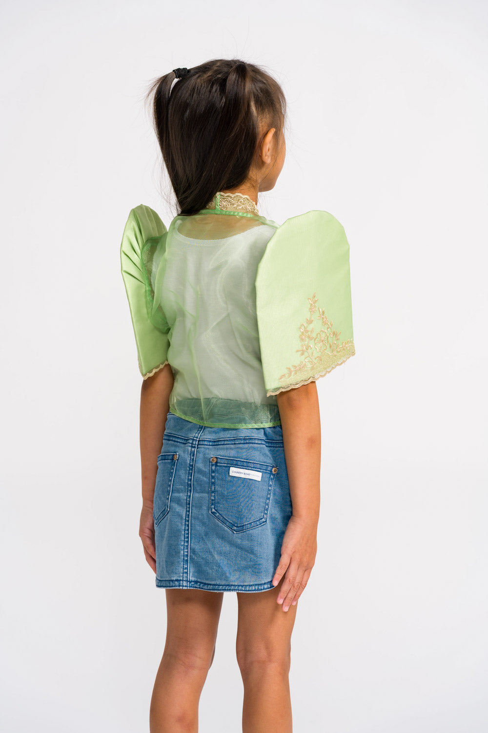 'Nenita' Children's Filipiniana Bolero (Apple Green), Organza