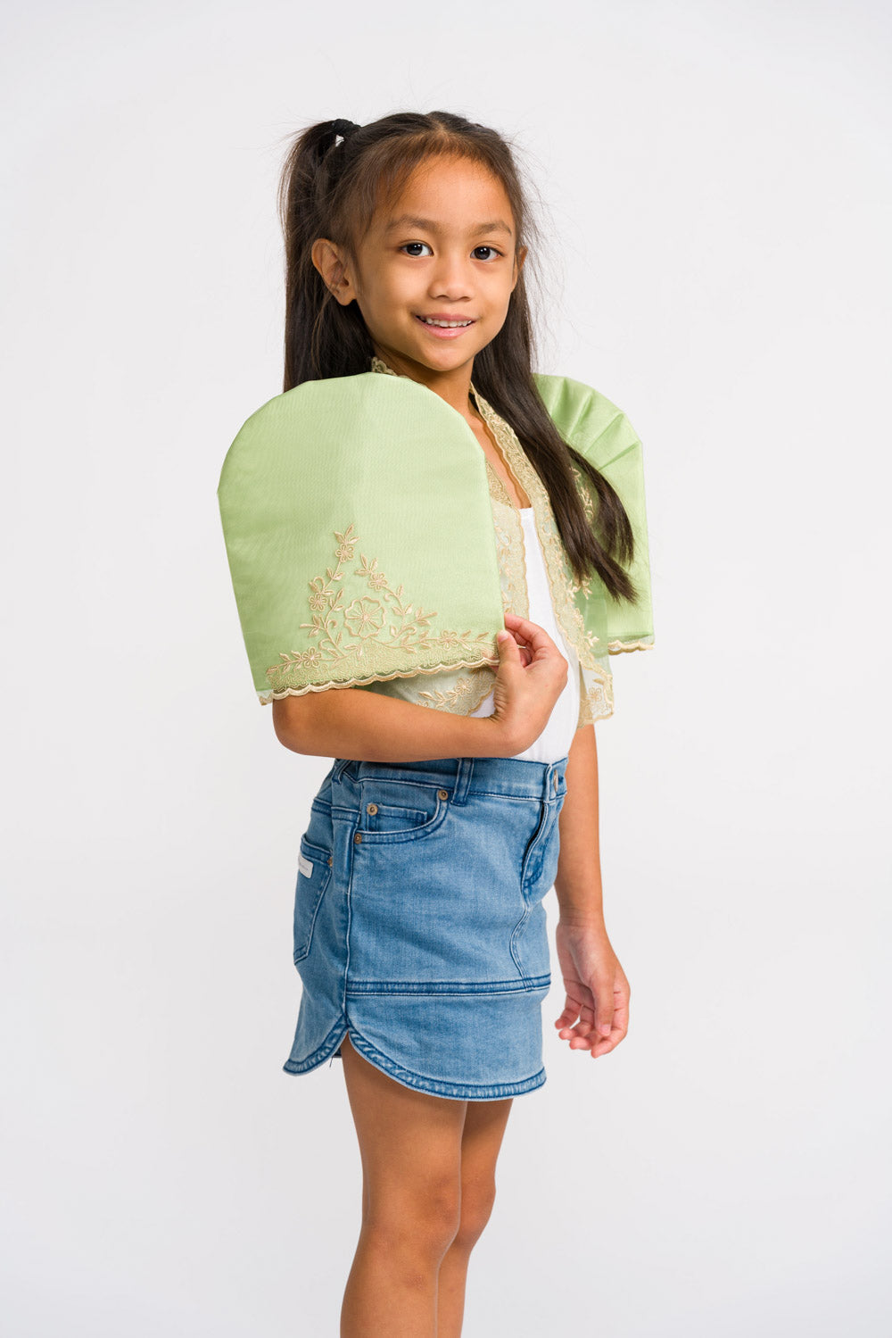 'Nenita' Children's Filipiniana Bolero (Apple Green), Organza