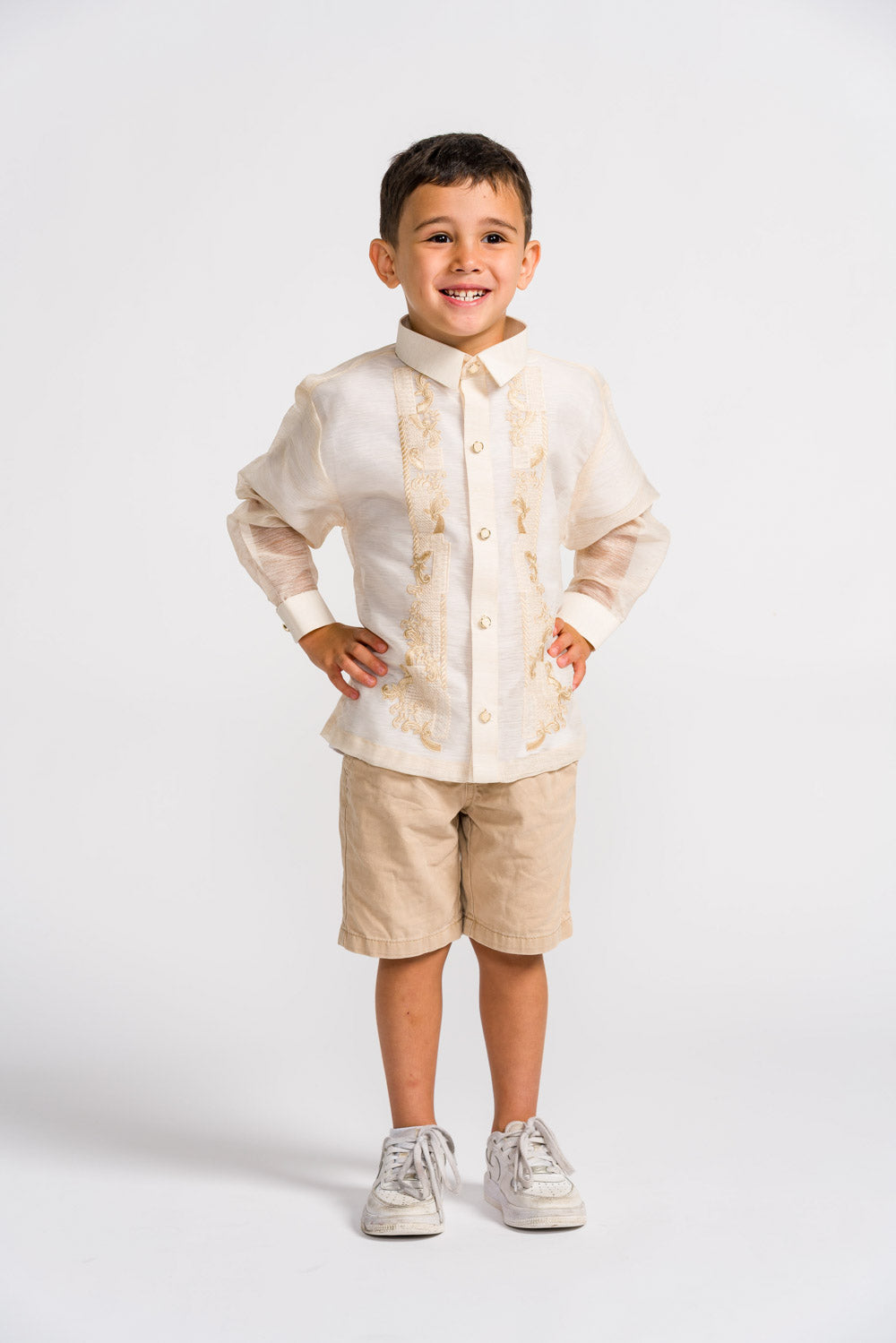 'Miguel' Children's Barong Tagalog – Cream, Jusilyn