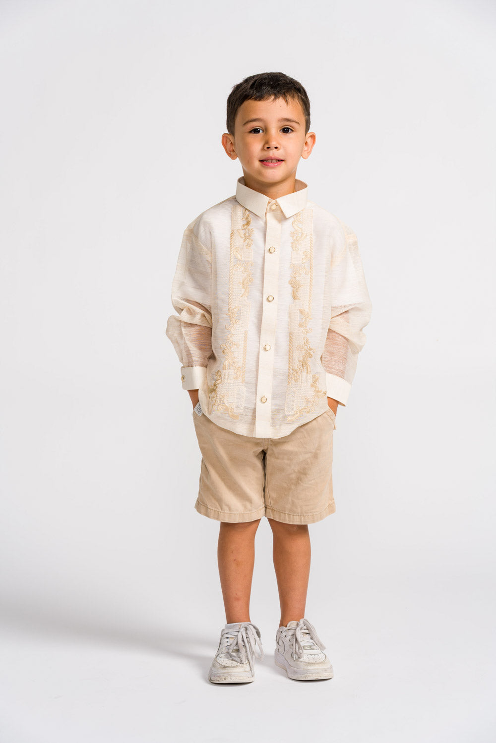 'Miguel' Children's Barong Tagalog – Cream, Jusilyn