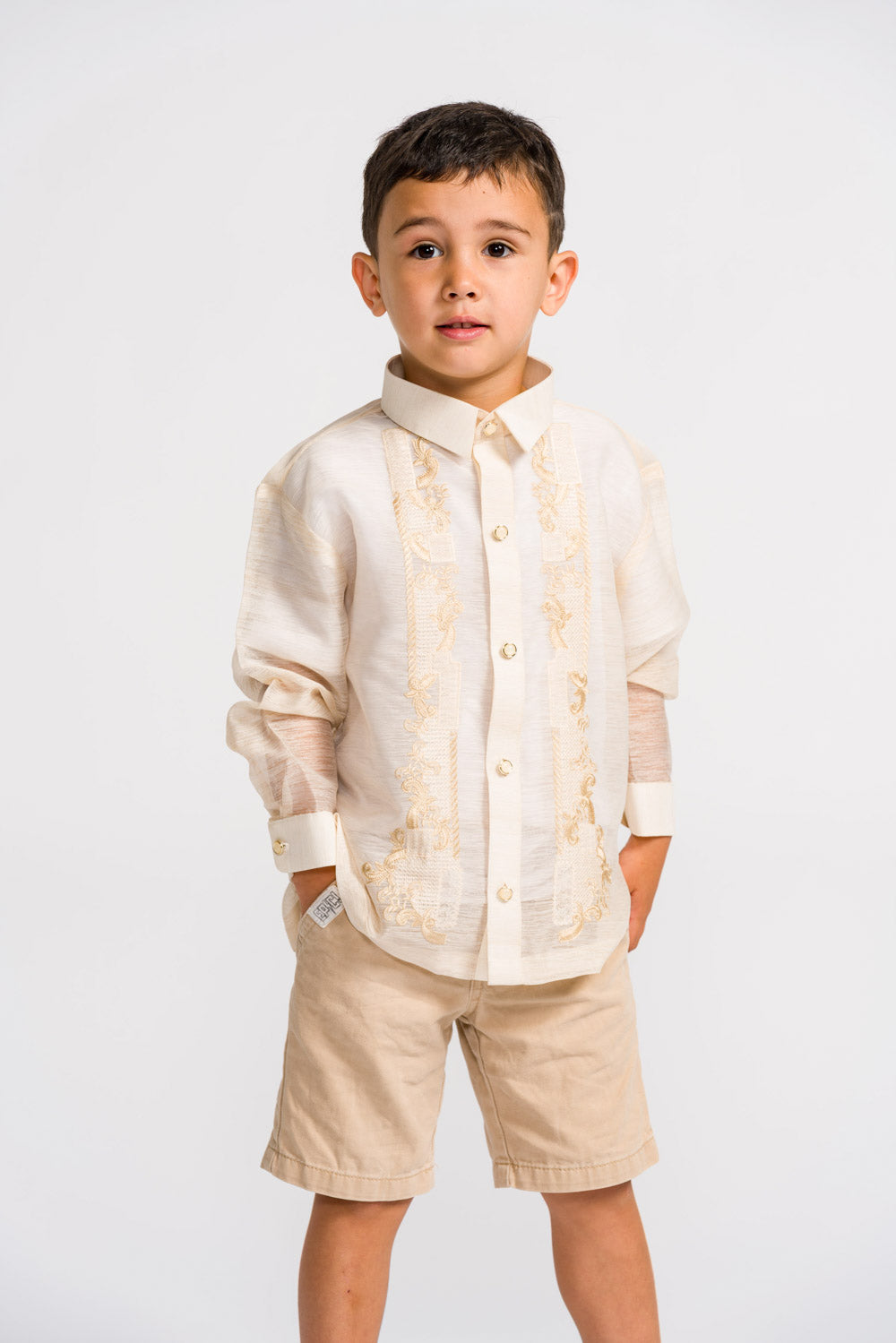 'Miguel' Children's Barong Tagalog – Cream, Jusilyn