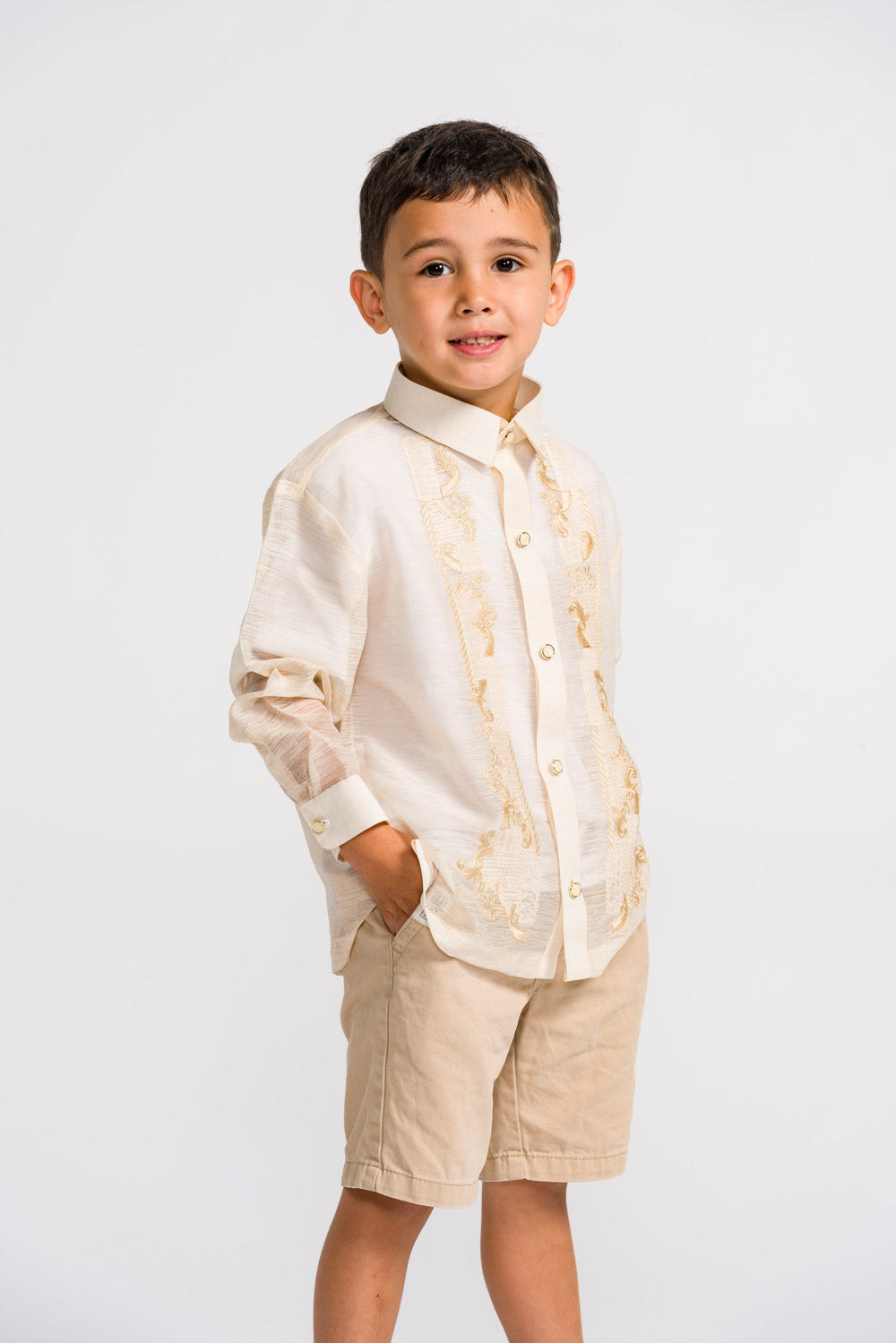 'Miguel' Children's Barong Tagalog – Cream, Jusilyn