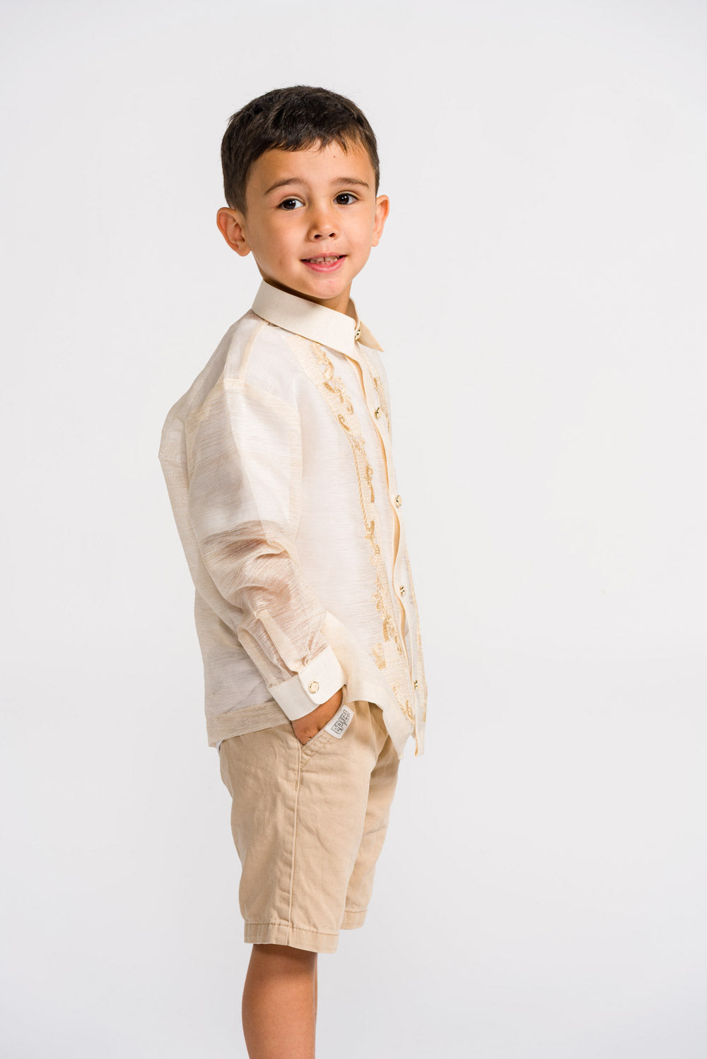 'Miguel' Children's Barong Tagalog – Cream, Jusilyn