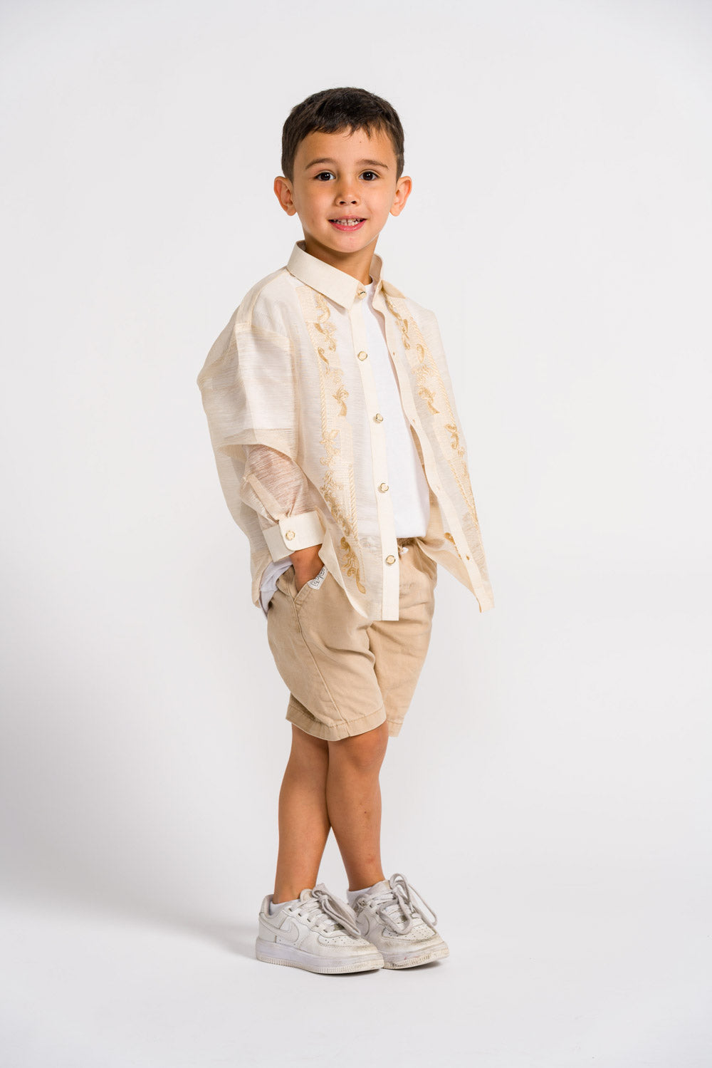 'Miguel' Children's Barong Tagalog – Cream, Jusilyn