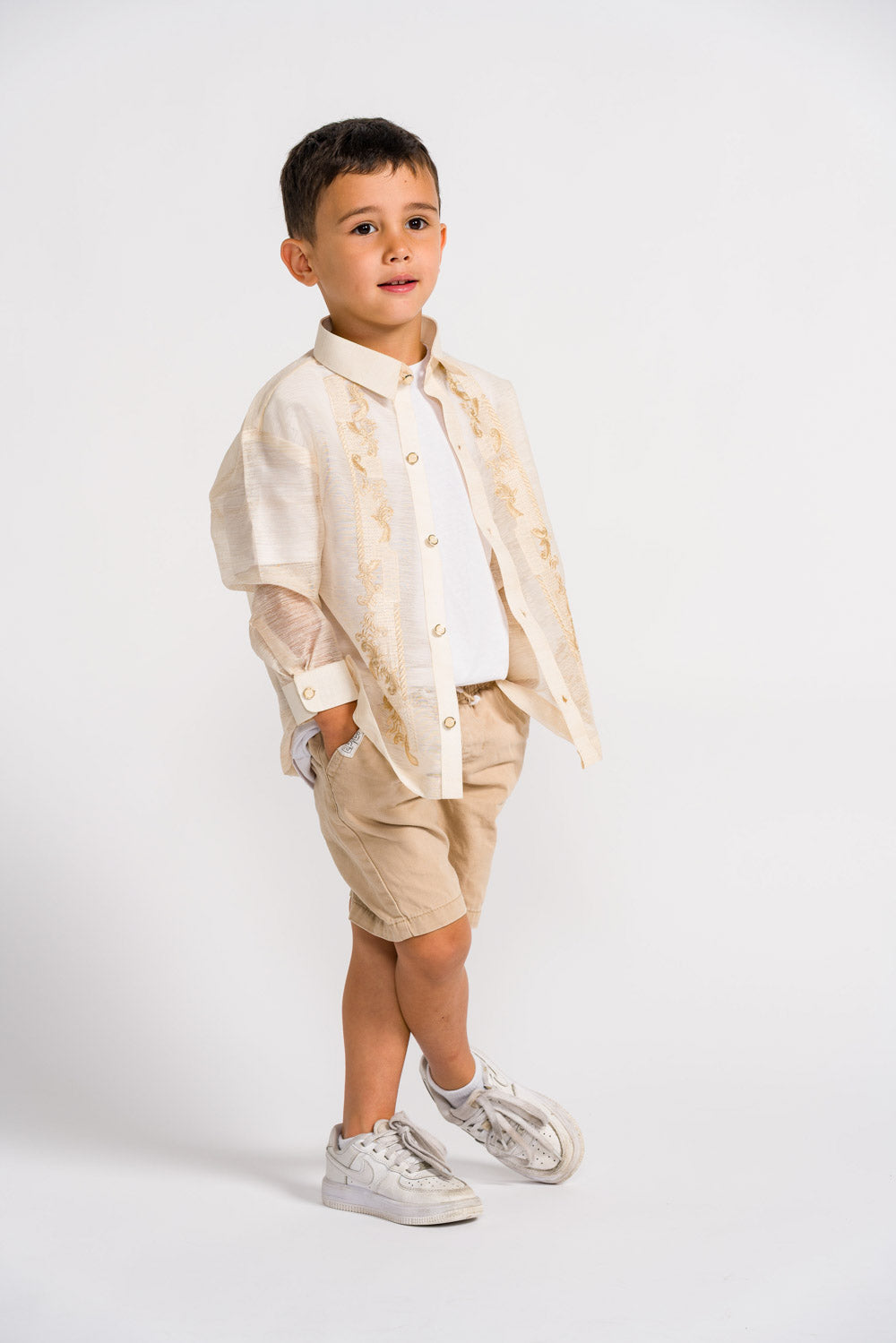 'Miguel' Children's Barong Tagalog – Cream, Jusilyn