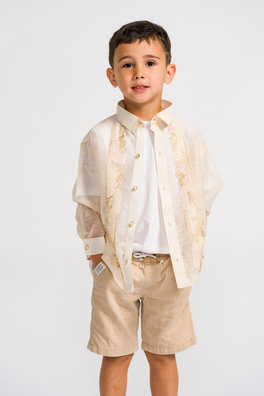 'Miguel' Children's Barong Tagalog – Cream, Jusilyn