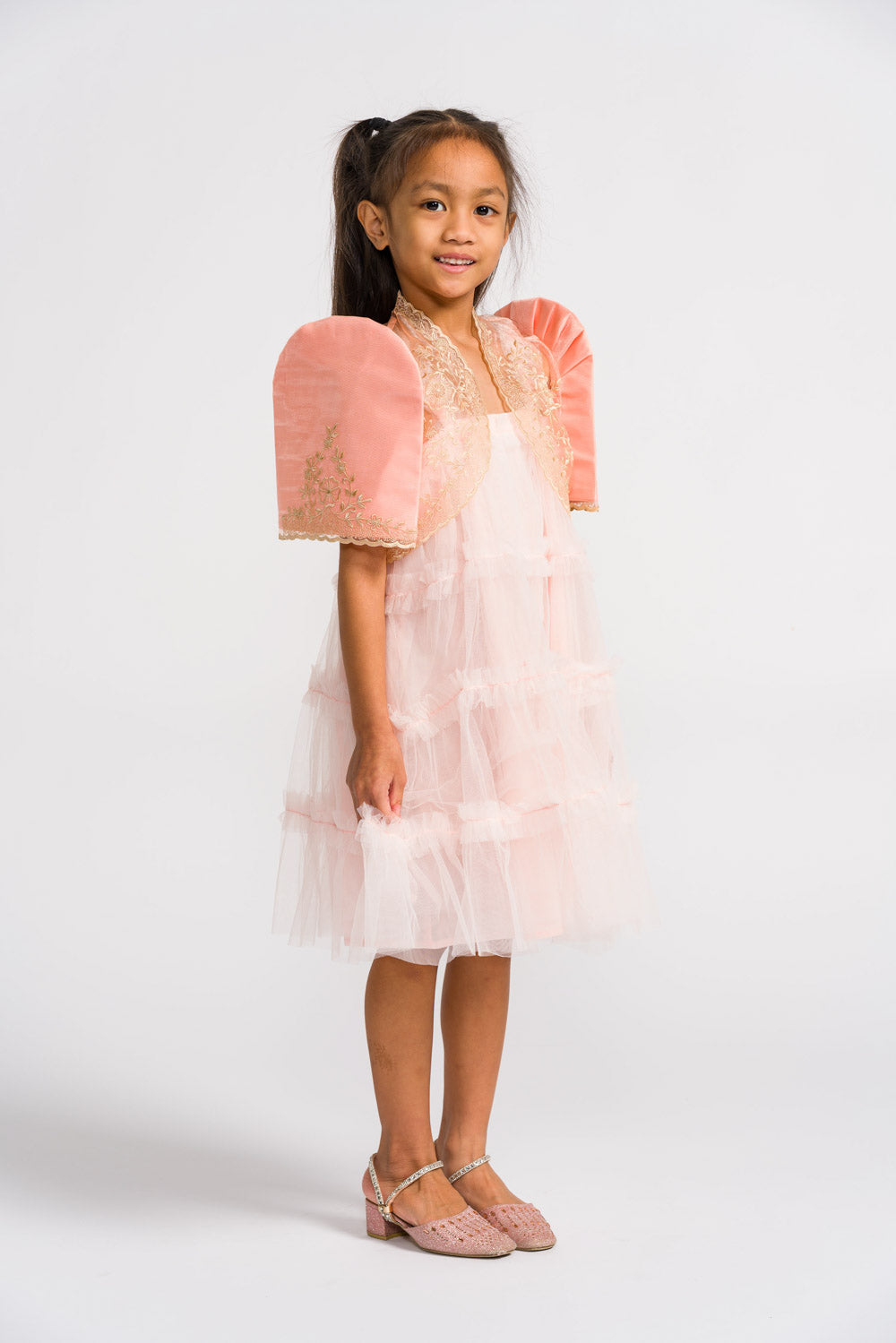 'Nenita' Children's Filipiniana Bolero (Peach), Organza