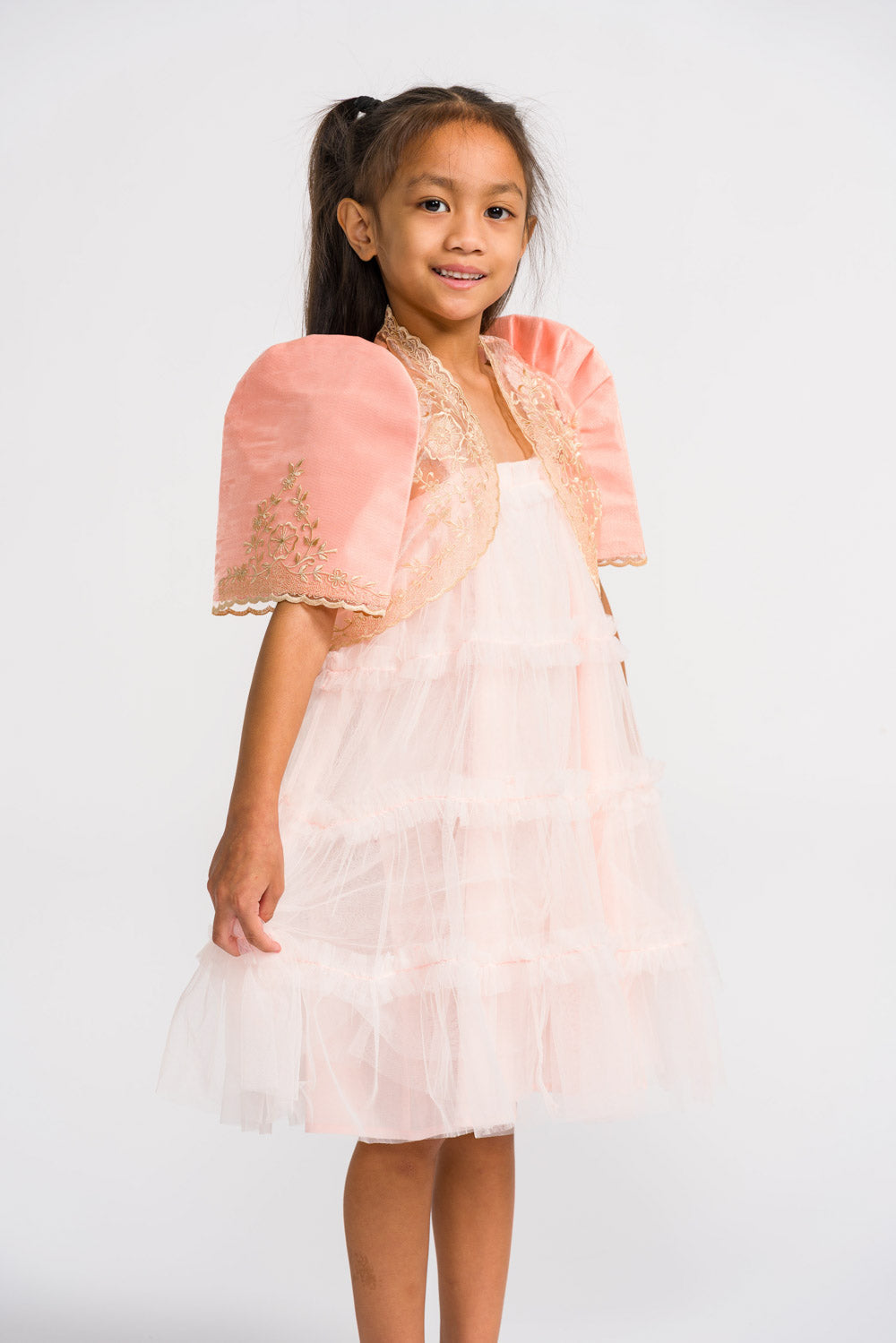 'Nenita' Children's Filipiniana Bolero (Peach), Organza
