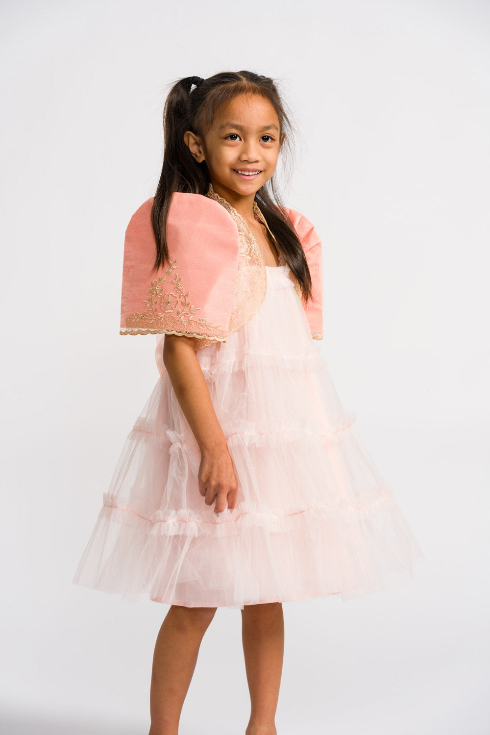'Nenita' Children's Filipiniana Bolero (Peach), Organza