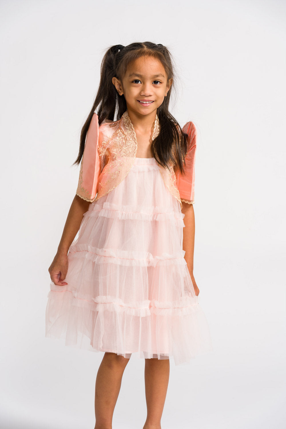 'Nenita' Children's Filipiniana Bolero (Peach), Organza