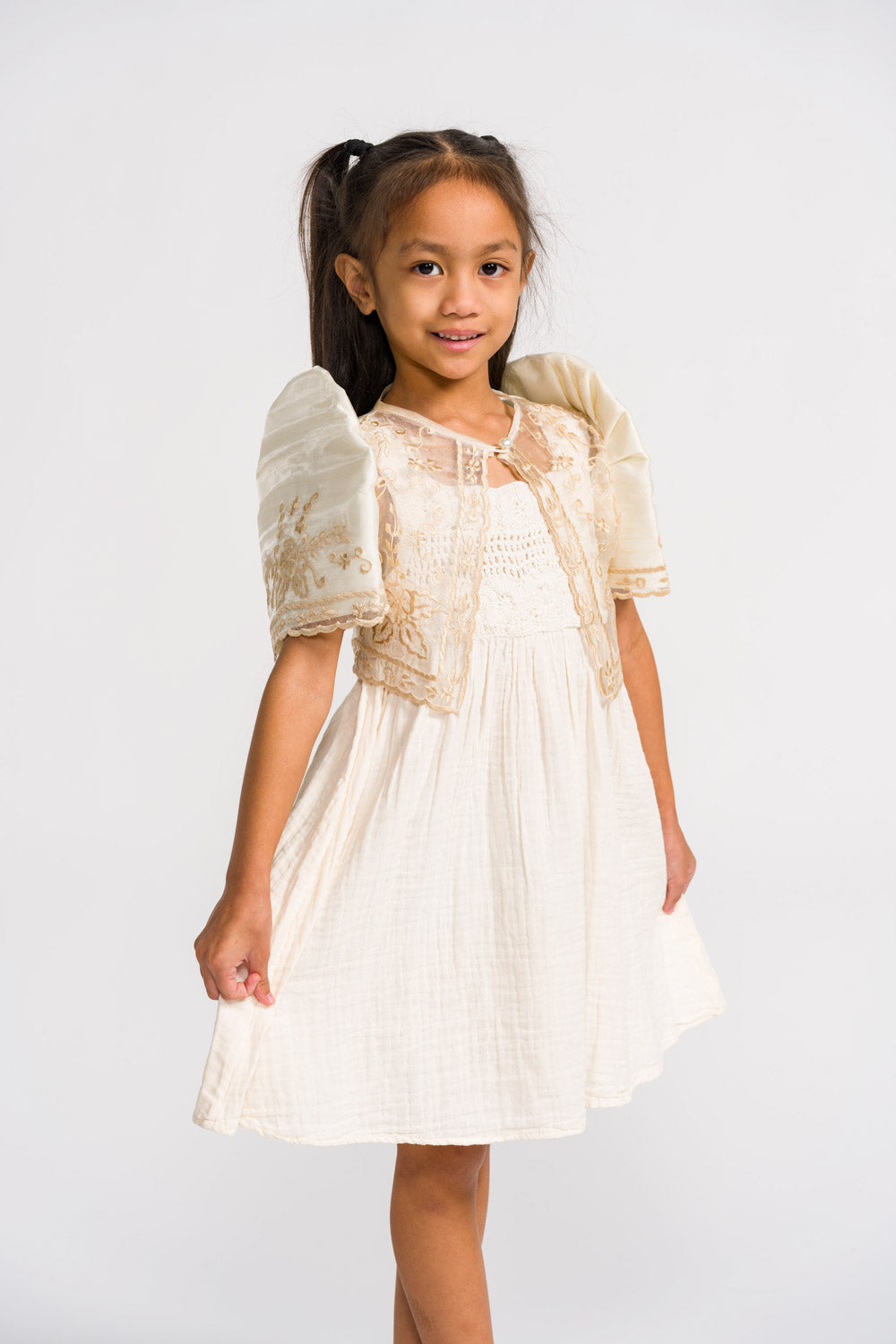 'Carmencita' Children's Filipiniana Bolero (Cream), Organza