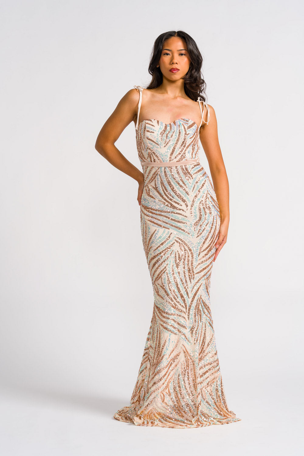'Mirasol' Sequin Prom & Formal Gown (Golden)