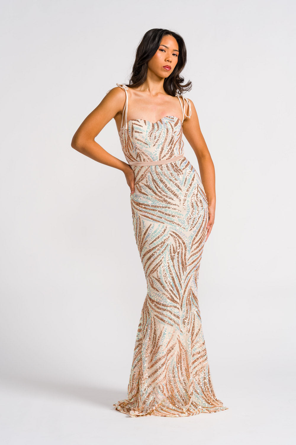 'Mirasol' Sequin Prom & Formal Gown (Golden)