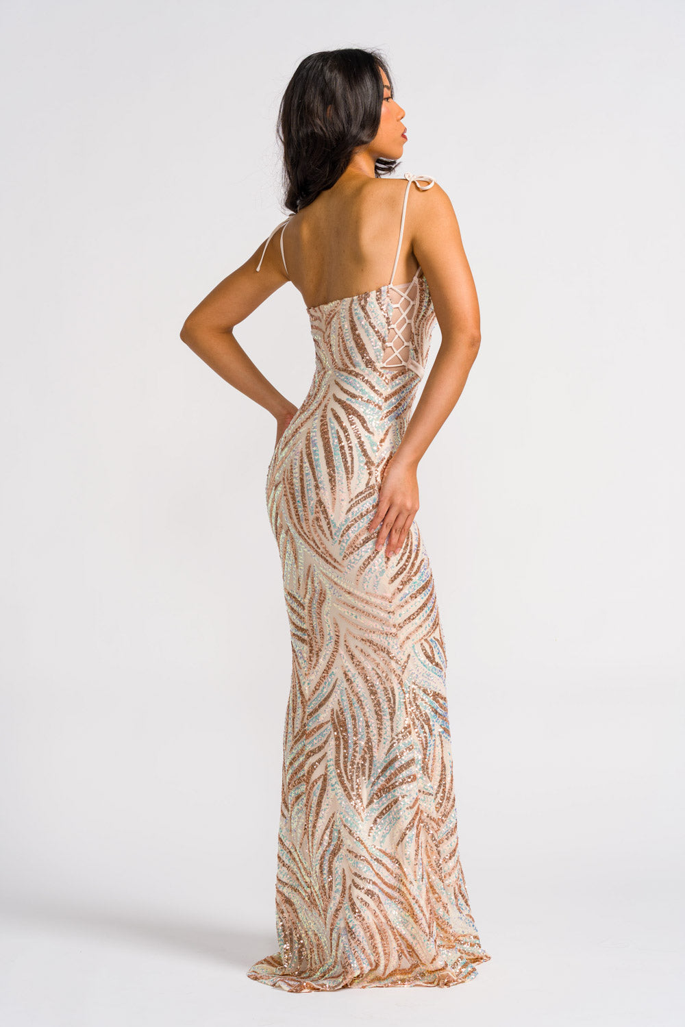 'Mirasol' Sequin Prom & Formal Gown (Golden)