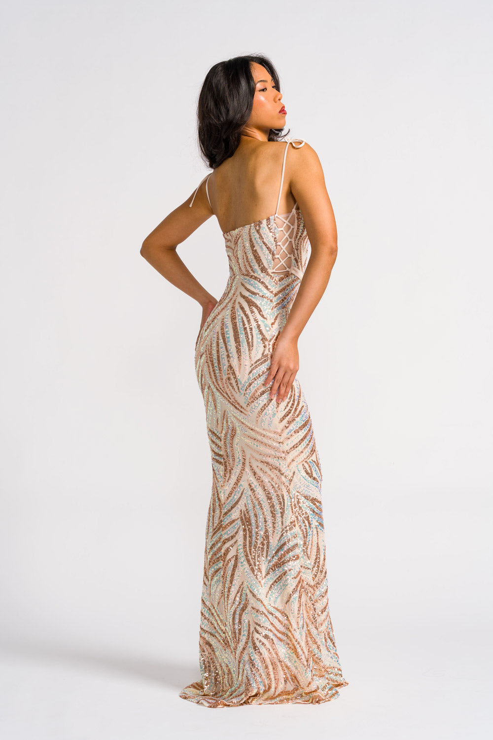 'Mirasol' Sequin Prom & Formal Gown (Golden)