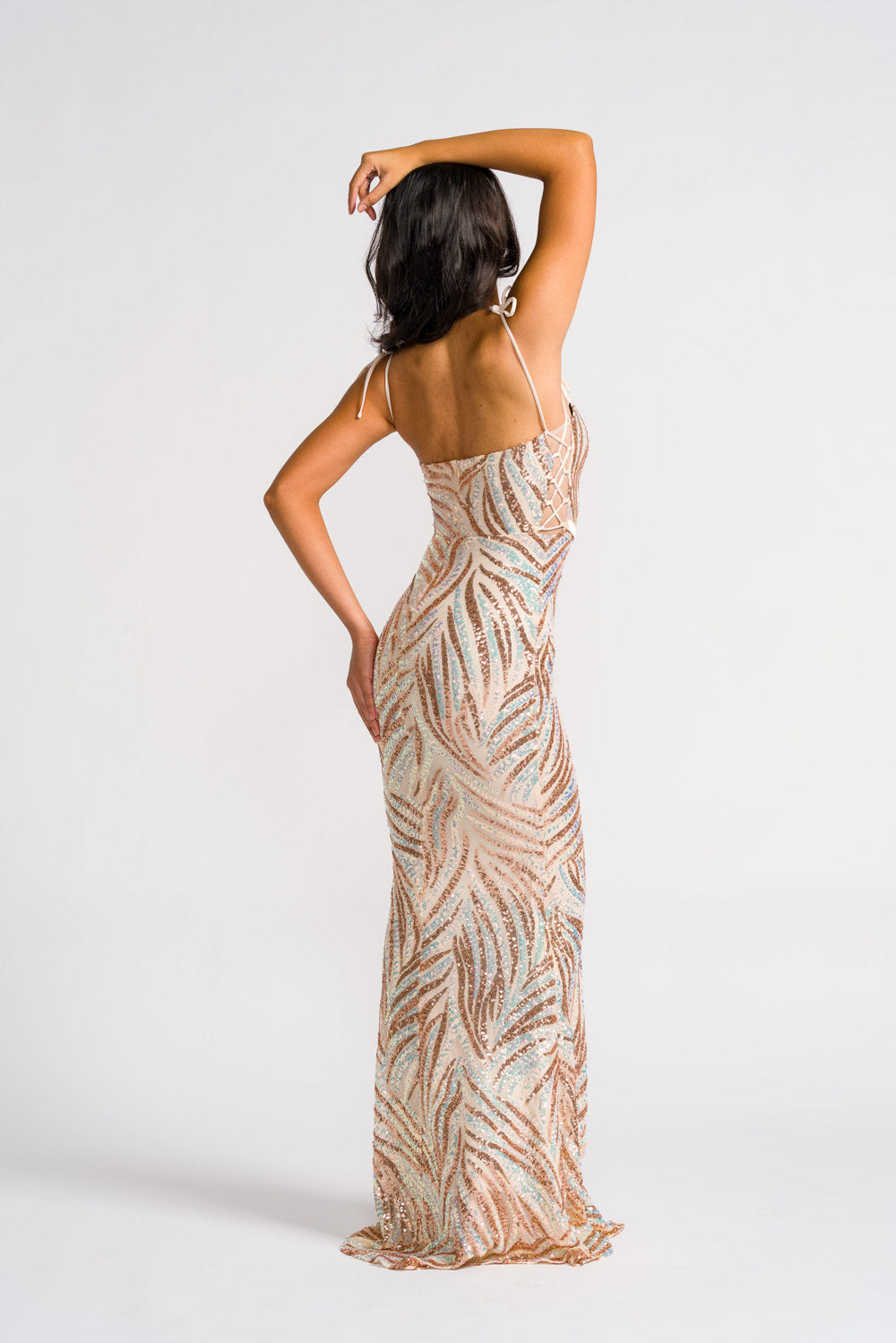 'Mirasol' Sequin Prom & Formal Gown (Golden)