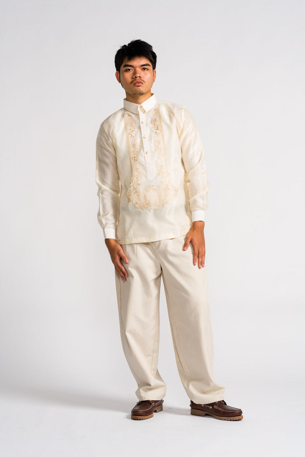 'Antonio' Classic Barong Tagalog – Cream, Organza