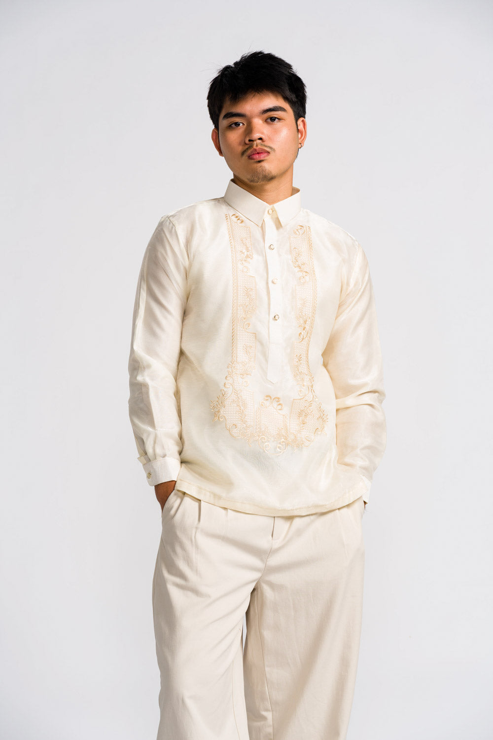 'Antonio' Classic Barong Tagalog – Cream, Organza