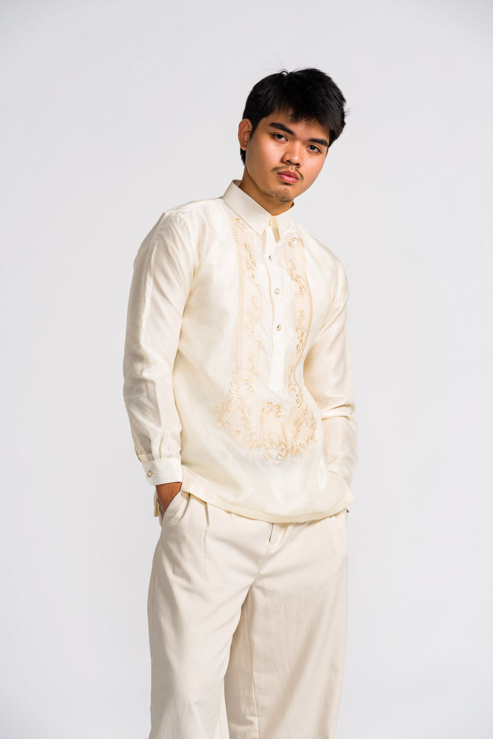 'Antonio' Classic Barong Tagalog – Cream, Organza