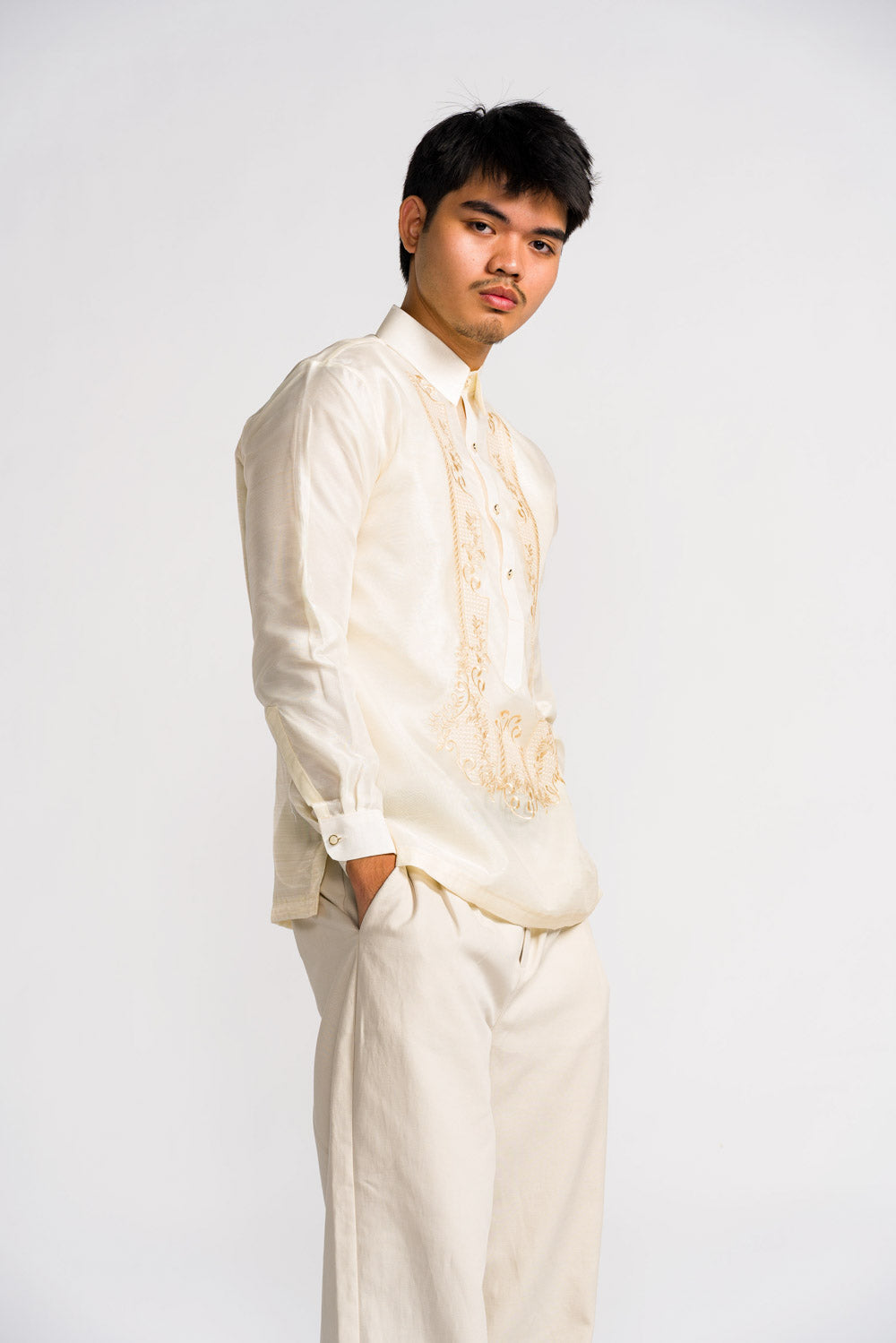 'Antonio' Classic Barong Tagalog – Cream, Organza