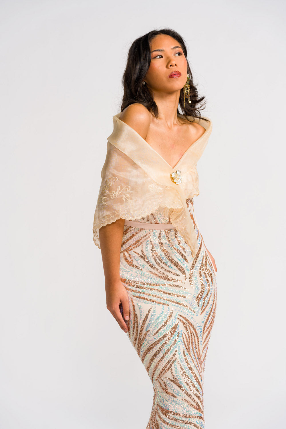 'Mirasol' Sequin Prom & Formal Gown (Golden)