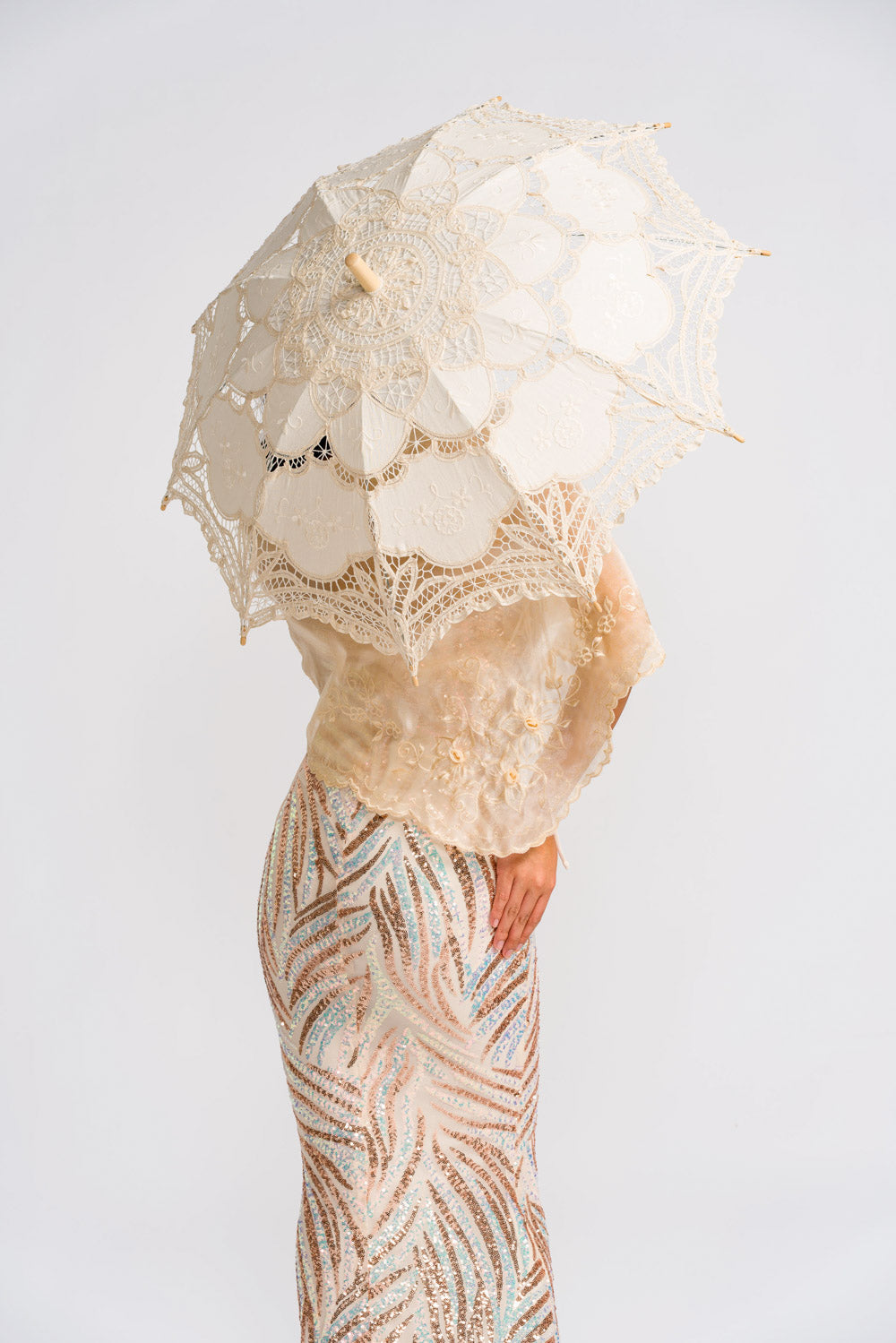 'Payong' Lace Parasol (Cream Beige)