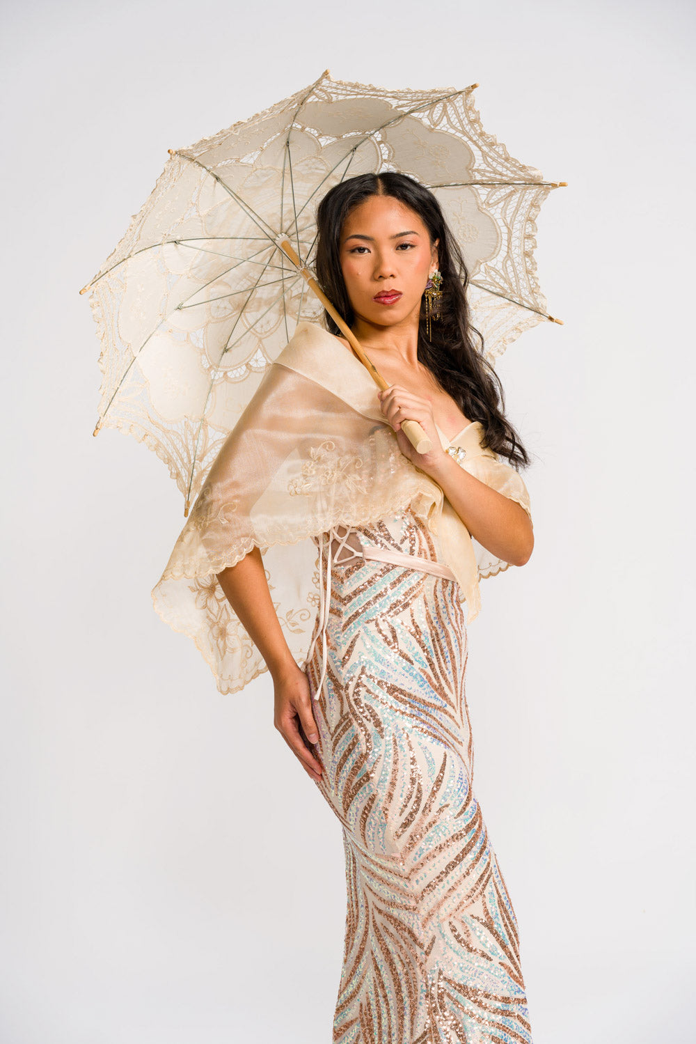 'Payong' Lace Parasol (Cream Beige)